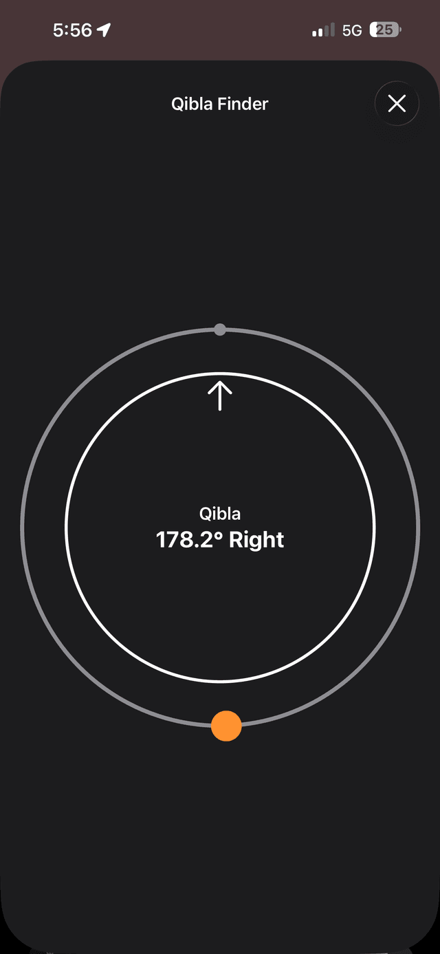 Azaan Qibla compass finding the direction of the Kaaba